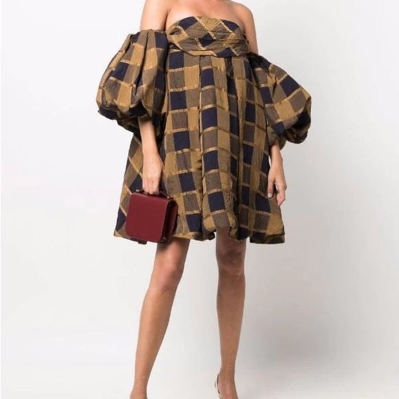 KHAITE Dresses & Skirts - New KHAITE checked flared two-in-one dress size 6